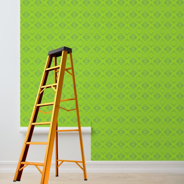 ピーリングとスティック緑のダイヤモンドのグラフィックパターン 壁紙 (Peel and stick green diamond graphic pattern wallpaper)