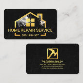 ピーリング絵を描金ゴールドホームオンブラックグランジ 名刺 (正面/裏面)