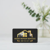 ピーリング絵を描金ゴールドホームオンブラックグランジ 名刺 (スタンド正面)