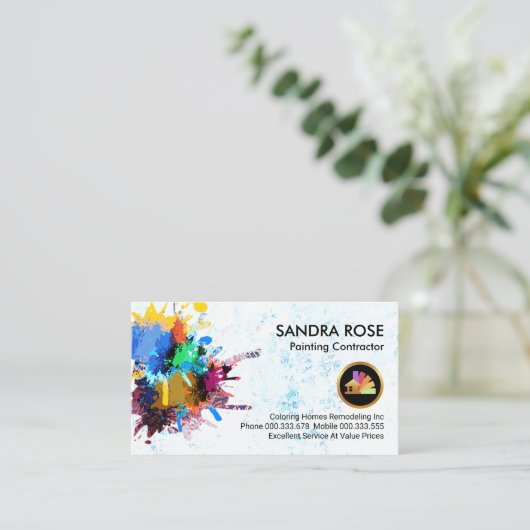 ピーリング絵を描（ばちゃばちゃ）跳ねるホーム修理 名刺 (スタンド正面)