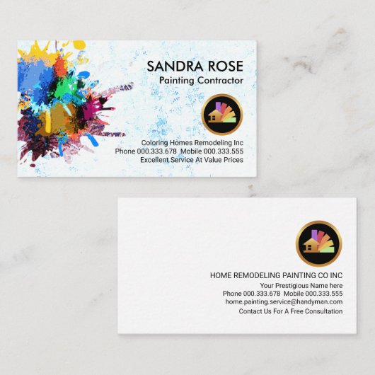 ピーリング絵を描（ばちゃばちゃ）跳ねるホーム修理 名刺 (正面/裏面)