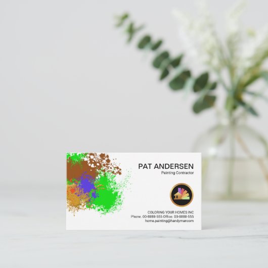 ピーリング絵を描(ばちゃばちゃ)跳ねる画家 名刺 (スタンド正面)