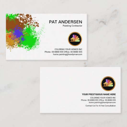 ピーリング絵を描(ばちゃばちゃ)跳ねる画家 名刺 (正面/裏面)