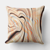 ピーリークリームベージュ、ブラウン、オレンジに波紋を淡い色の付ける クッション (正面)