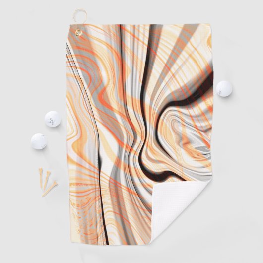 ピーリークリームベージュ、ブラウン、オレンジに波紋を淡い色の付ける ゴルフタオル (インサイチュ)