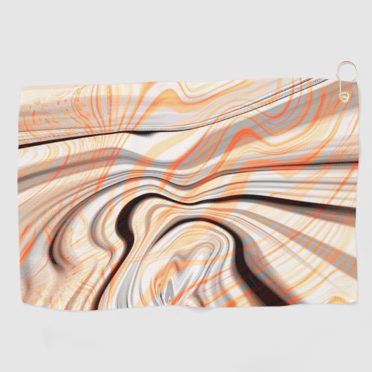 ピーリークリームベージュ、ブラウン、オレンジに波紋を淡い色の付ける ゴルフタオル (横)