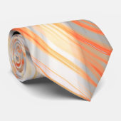 ピーリークリームベージュ、ブラウン、オレンジに波紋を淡い色の付ける ネクタイ (ロール)