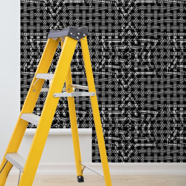 ピールとスティック白黒星織りパターン 壁紙 (Peel and Stick Black White Stars Weave pattern Wallpaper)