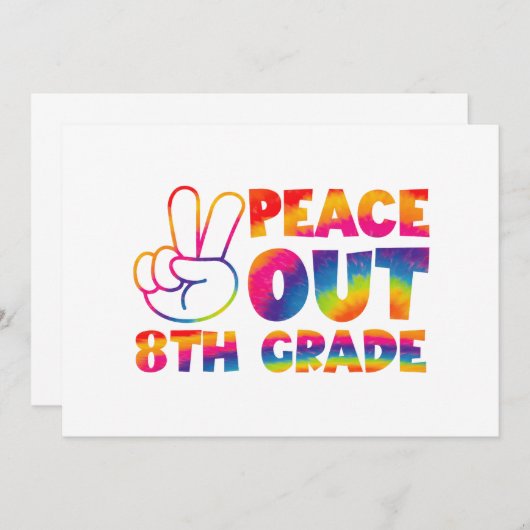 ピーースアウト!8年生最後の日 タイダイ 最高! 招待状 (正面/裏面)