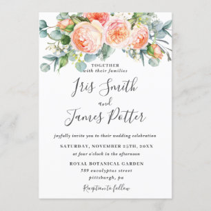 ピー素朴チコーラルガーデンバラズフローラ結婚ズ 招待状