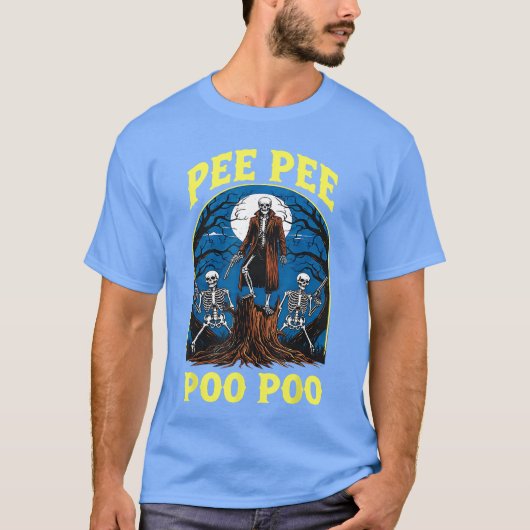 ピー・プー呪われたGen Zミーム おもしろスカルW Tシャツ (正面)