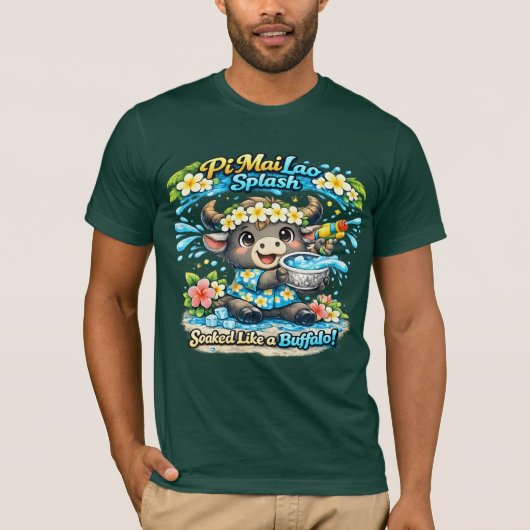 ピー・マイ・ラオ 水浸しバッファロー Tシャツ 楽しい (正面)
