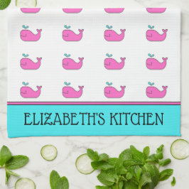 ピ名門私立校風のッ航海のク・アクアクジラパーソナライズされた キッチンタオル