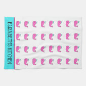 ピ名門私立校風のッ航海のク・アクアクジラパーソナライズされた キッチンタオル (横)