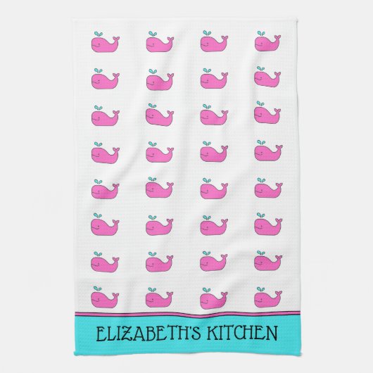 ピ名門私立校風のッ航海のク・アクアクジラパーソナライズされた キッチンタオル (縦)