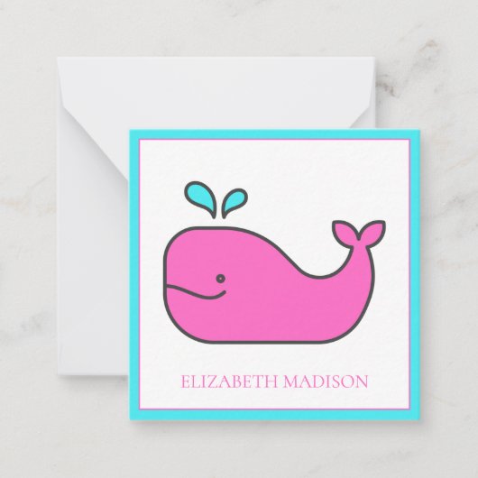 ピ名門私立校風のッ航海のク・アクアクジラパーソナライズされた ノートカード (正面)