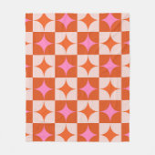 ピ市松模様にックオレンジミッドセンチュリースターバスト フリースブランケット (正面)