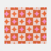 ピ市松模様にックオレンジミッドセンチュリースターバスト フリースブランケット (正面(横))