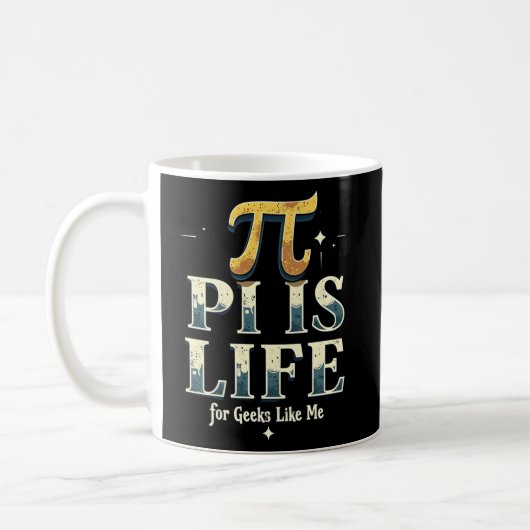 ピ得ー？- Pi Day Black用の甘い数学 コーヒーマグカップ (左)