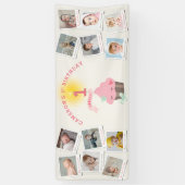 ピ恋しく思ックカップケーキ12フォトガール1st誕生日パーティー 横断幕 (縦)