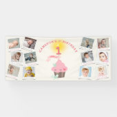 ピ恋しく思ックカップケーキ12フォトガール1st誕生日パーティー 横断幕 (横)