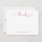 ピ感謝していックモダン・ハート・スクリプトでパーソナライズされたす サンキューカード (正面)