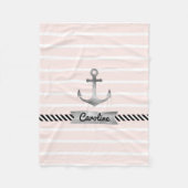 ピ淡い色のックストライプいかりパーソナライズされた フリースブランケット (正面)