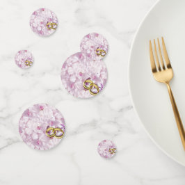 ピ淡い色のッレースのようクのバラ結婚とリングや輪 コンフェッティ