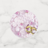 ピ淡い色のッレースのようクのバラ結婚とリングや輪 コンフェッティ (スモール正面)