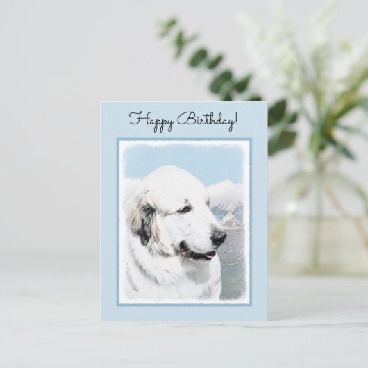 ピ素晴らしレネ絵画ーズのオリジナル・ドッグ・アート ポストカード (スタンド正面)