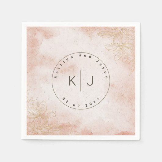 ピ素朴ックエレガントフローラ結婚ズ スタンダードカクテルナプキン (正面)