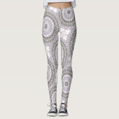 ピ絵を描ックとブラウンのメダリオン模様 レギンス (正面)