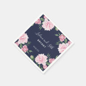 ピ絵を描ックピーニーフローラ海軍 |の結婚ナプキンス スタンダードカクテルナプキン (角)