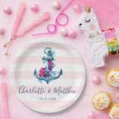 ピ航海のックストライプいかり結婚ズ ペーパープレート (パーティー)