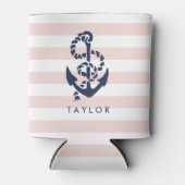 ピ航海のッストライプクいかりパーソナライズされた 缶クーラー (正面)