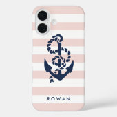 ピ航海のッストライプクいかりパーソナライズされた Case-Mate iPhoneケース (裏面)