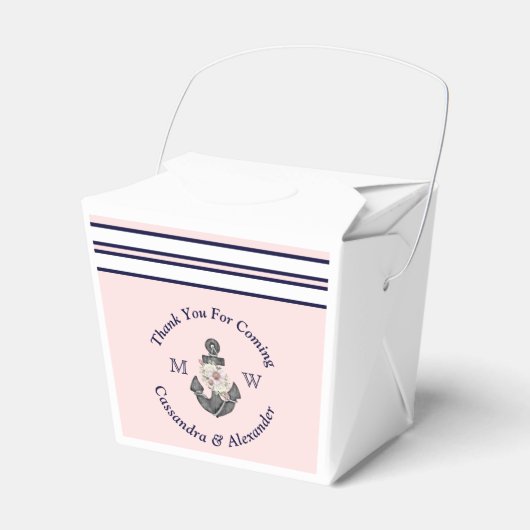 ピ航海のッモノグラムのクネイビーブルーフローラいかり フェイバーボックス (正面サイド)