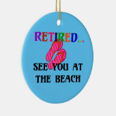 – ピ退職したンクのビーチでビーチサンダル セラミックオーナメント (右)