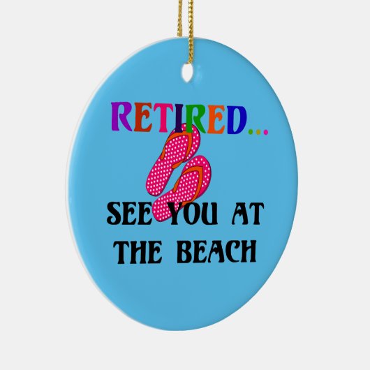 – ピ退職したンクのビーチでビーチサンダル セラミックオーナメント (右)