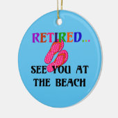 – ピ退職したンクのビーチでビーチサンダル セラミックオーナメント (左)