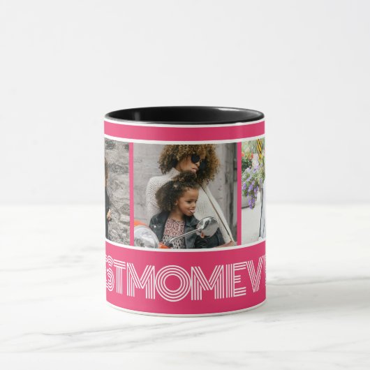 ピ鮮やかッ最高のクの母は今まで3写真コラージュカスタム マグカップ (中央)