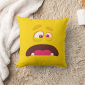フおもしろいォリ間抜けーモンスター顔子供へ-黄 クッション (ブランケット)