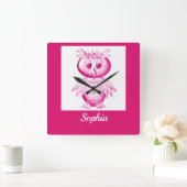 フおもしろいクフクパーソナライズされたル スクエア壁時計 (ホーム)