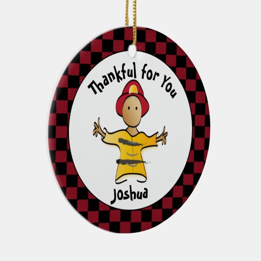 ファイアおもしろいファイターギフトアイディア – ありがとう消防士 セラミックオーナメント (右)