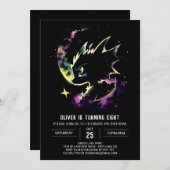 ファイアお洒落ブリージングドラゴン誕生日 招待状 (正面/裏面)