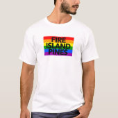 ファイアアイランドパインズニューヨークのレインボーロゴLGBTQ Tシャツ (正面)
