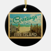 ファイアアイランドビーチヴィンテージトラベル セラミックオーナメント (正面)