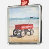 ファイアアイランドレッドワゴンサンディビーチLIニューヨーク メタルオーナメント (左)