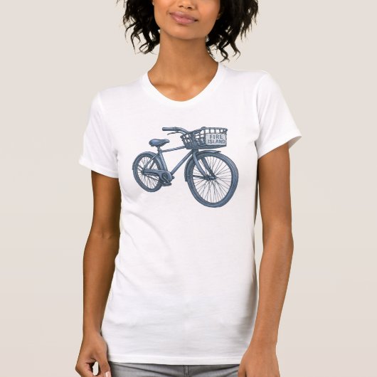 ファイアアイランド自転車バスケットスケッチLong Island NY Tシャツ (正面)