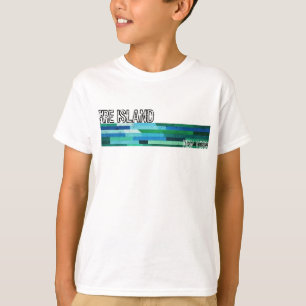 ファイアアイランドNYの青緑色の抽象的なビンテージ デザイン Tシャツ